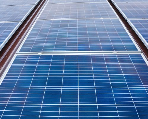 Close up solar photovoltaic panels. Technology for renewable energy solution.